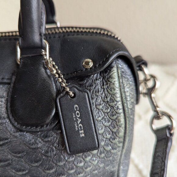 Coach Baby Bennet Satchel in Metallic Snake Embossed Leather Handbag - Picture 4 of 12